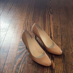 Classic Nude Patent Leather Pumps - Women